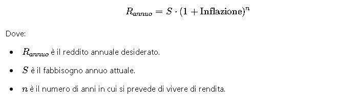 formula reddito tenuto conto dell'inflazione