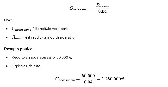 capitale necessario per vivere di rendita